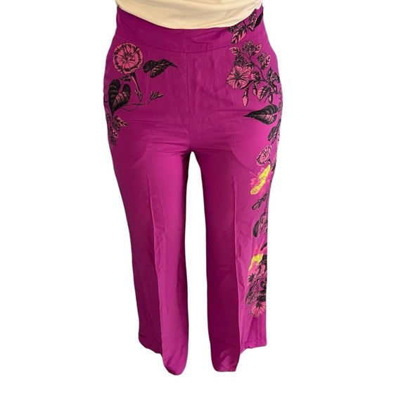 Etro Floral Wide Leg Silk Pants Purple - Picture 4 of 10